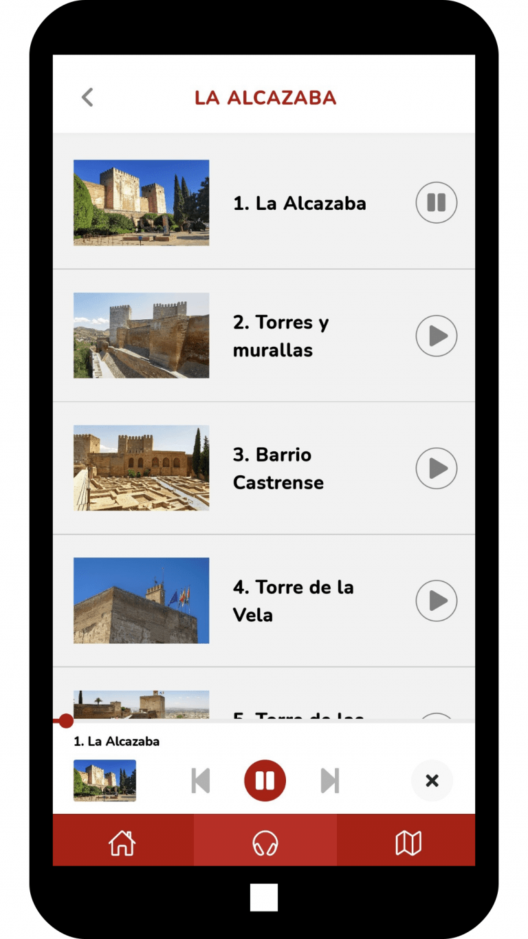 Listado audio Audioguía Alhambra